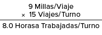 9 Millas/Viaje × 15 Viajes/Turno 8.0 Horasa Trabajadas/Turno