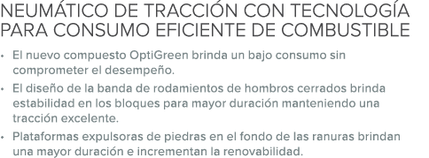 NEUM TICO DE TRACCI N CON TECNOLOG A PARA CONSUMO EFICIENTE DE COMBUSTIBLE • El nuevo compuesto OptiGreen brinda un b...