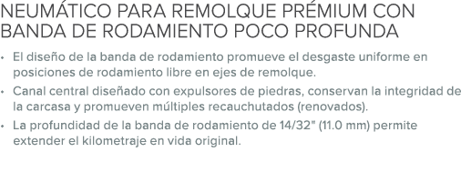NEUM TICO PARA REMOLQUE PR MIUM CON BANDA DE RODAMIENTO POCO PROFUNDA • El dise o de la banda de rodamiento promueve ...