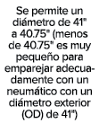 Se permite un di metro de 41\“ a 40.75\" (menos de 40.75\" es muy peque o para emparejar adecuadamente con un neum ti...