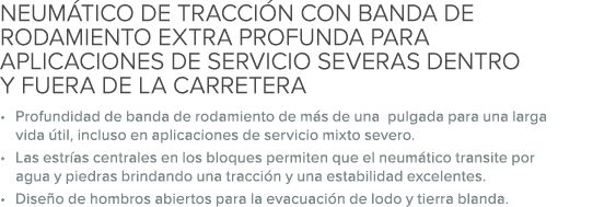 NEUM TICO DE TRACCI N CON BANDA DE RODAMIENTO EXTRA PROFUNDA PARA APLICACIONES DE SERVICIO SEVERAS DENTRO Y FUERA DE ...