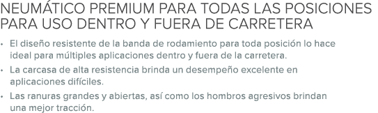 NEUM TICO PREMIUM PARA TODAS LAS POSICIONES PARA USO DENTRO Y FUERA DE CARRETERa • El dise o resistente de la banda d...