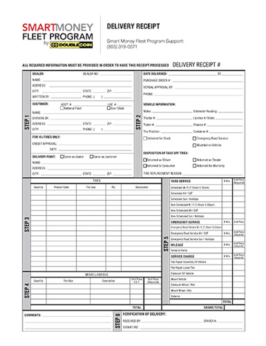 Smart Money Fleet Program Delivery Receipt